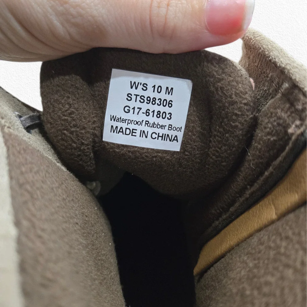 Sperry Beige Suede Brown Waterproof Rain Lace Up Zip Ankle Duck Boots Size 10